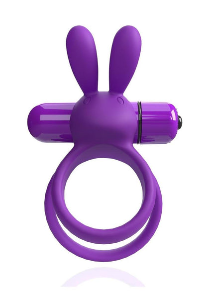 4b Ohare XL Rechargeable Silicone Rabbit Vibrating Cock Ring - Grape/Purple - XLarge