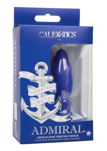 Admiral Liquid Silicone Vibrating Torpedo Rechargeable Anal Probe - Blue