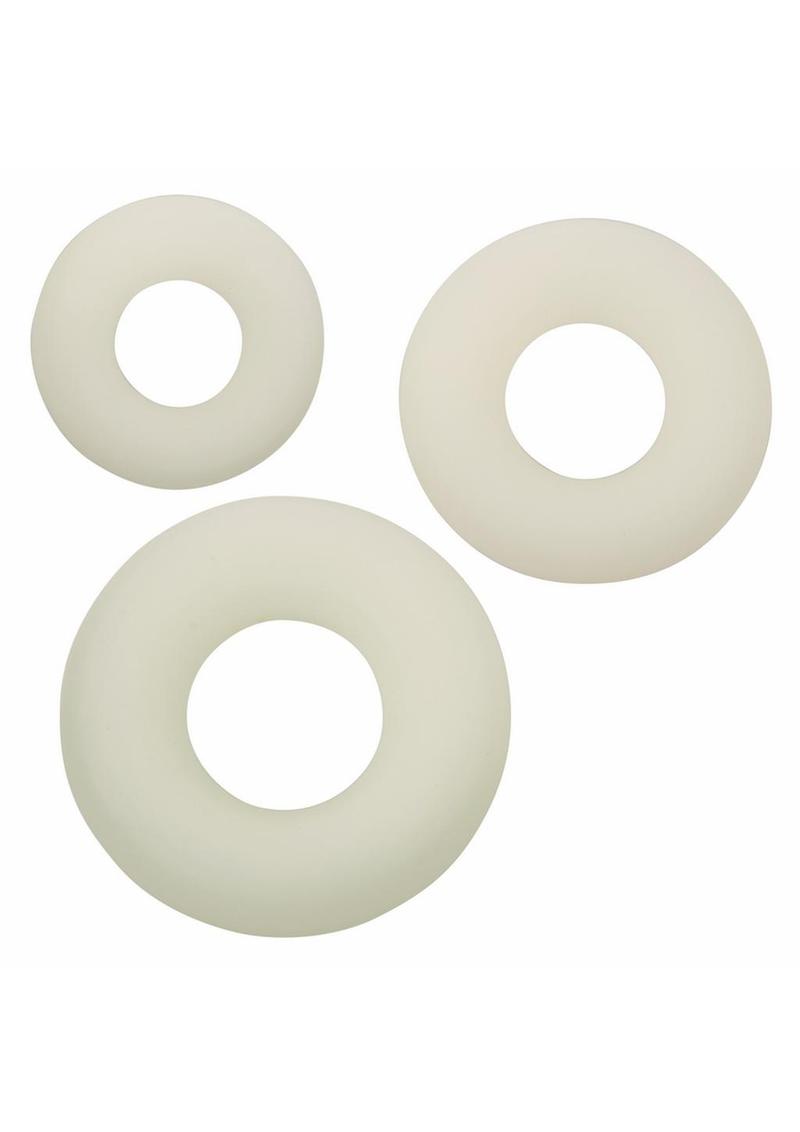 Alpha Glow In The Dark Liquid Silicone 3 Ring - White - Set