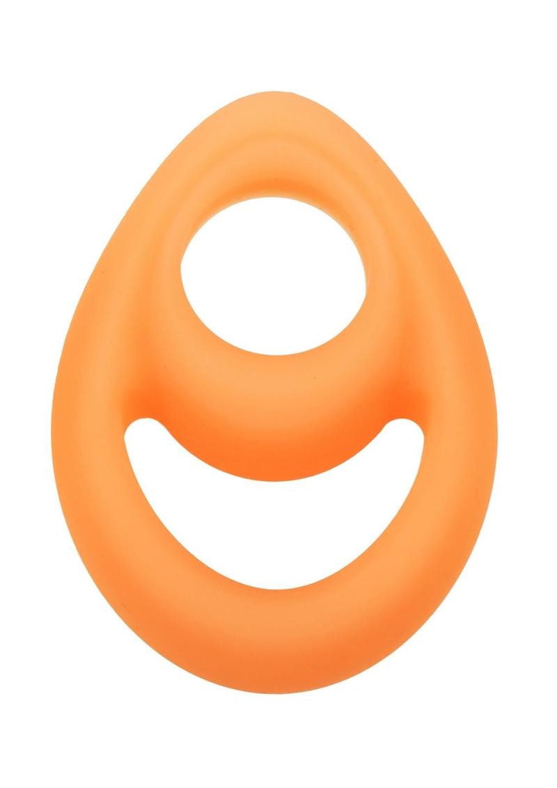 Alpha Glow In The Dark Liquid Silicone Teardrop Dual Ring - Orange