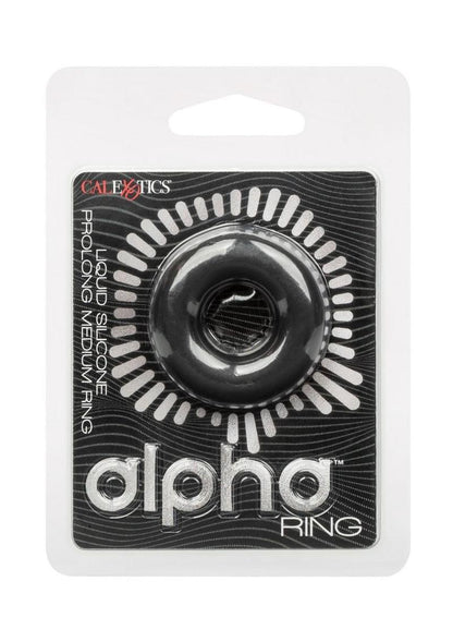 Alpha Liquid Silicone Prolong Cock Ring - Black - Medium