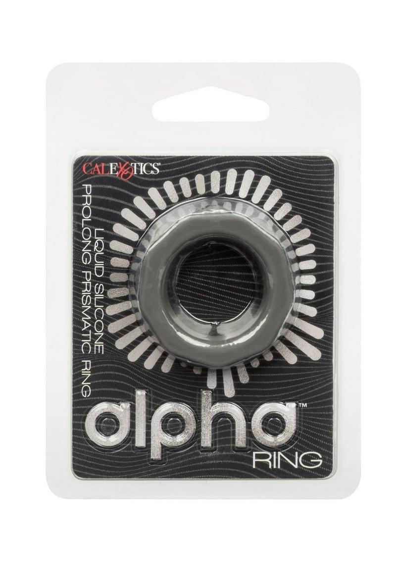 Alpha Liquid Silicone Prolong Presmatic Cock Ring - Gray/Grey