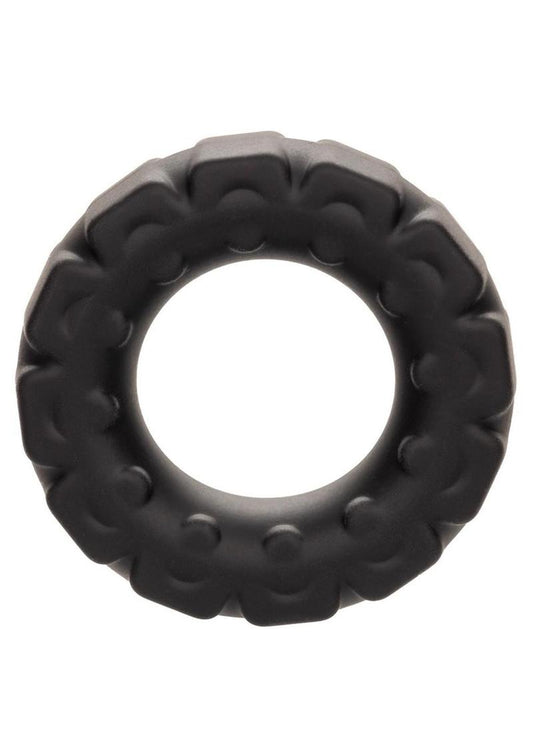 Alpha Liquid Silicone Prolong Tread Cock Ring - Black