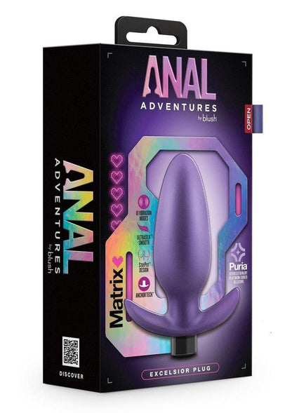 Anal Adventures Matrix Exceisor Plug Rechargeable Silicone Anal Plug - Astro - Purple/Violet