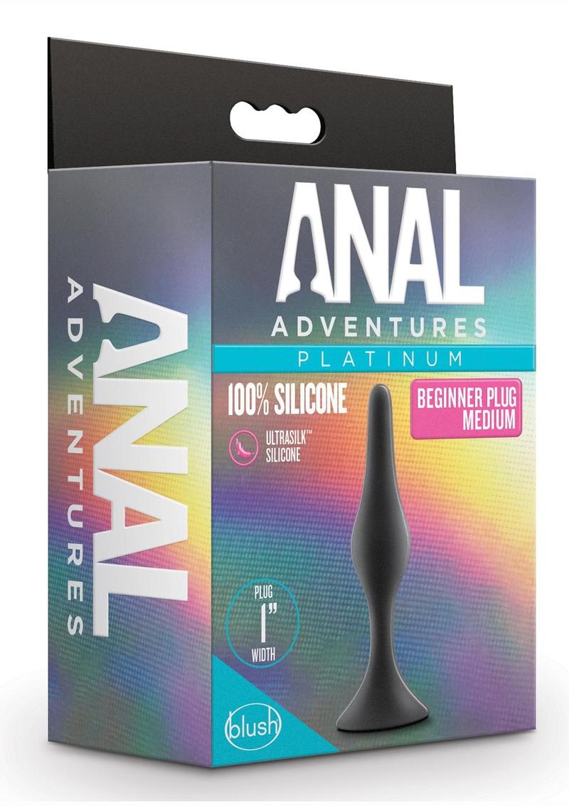 Anal Adventures Platinum Silicone Beginner Plug - Black - Medium