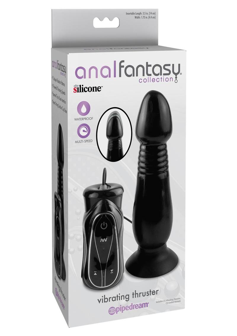 Anal Fantasy Collection Silicone Vibrating Thruster Waterproof - Black - 5.5in