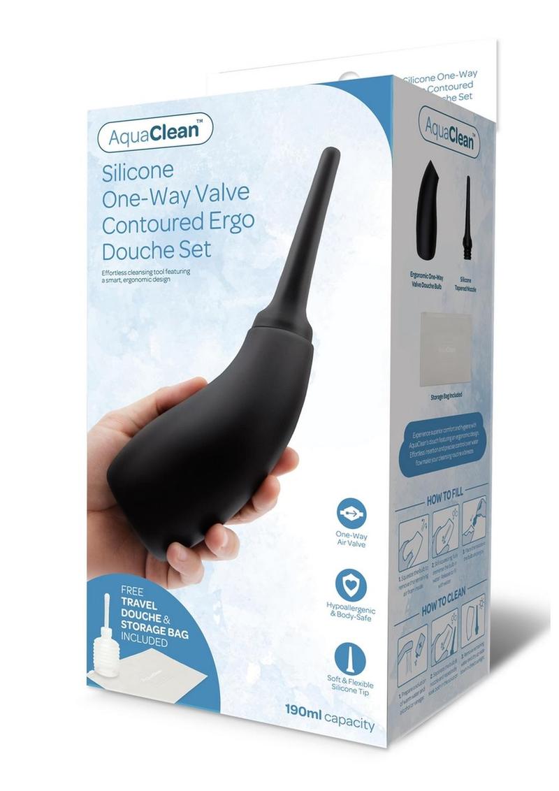 Aquaclean 190ml One Way Valve Ergo Douche - Black