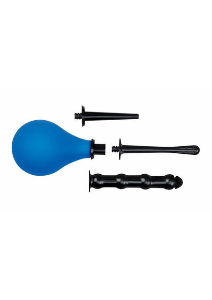 Aquaclean 220ml Douche with Interchangeable Nozzle - Black/Blue - 4 Piece