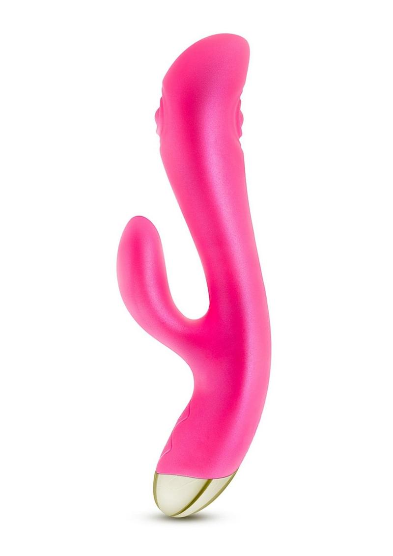 Aria Pleasin' AF Rechargeable Silicone Rabbit Vibrator - Fuchsia/Pink