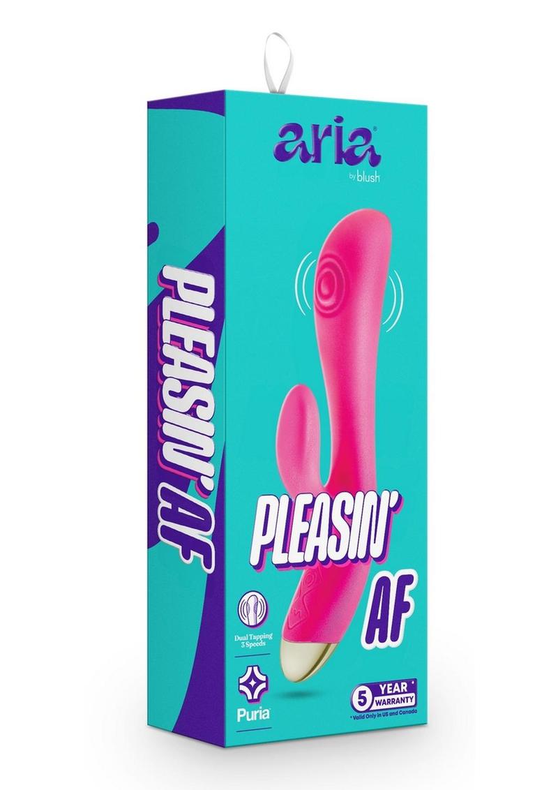 Aria Pleasin' AF Rechargeable Silicone Rabbit Vibrator - Fuchsia/Pink