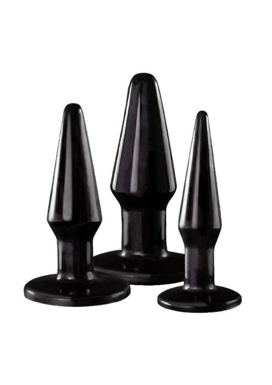 Ass-Sation Kit #2 Anal Trainer Butt Plug - Black - 3 Piece/Set