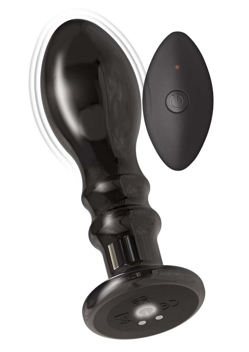 Ass-Sation Remote Control Rechargeable Vibrating Metal Anal Pleaser - Black/Metal