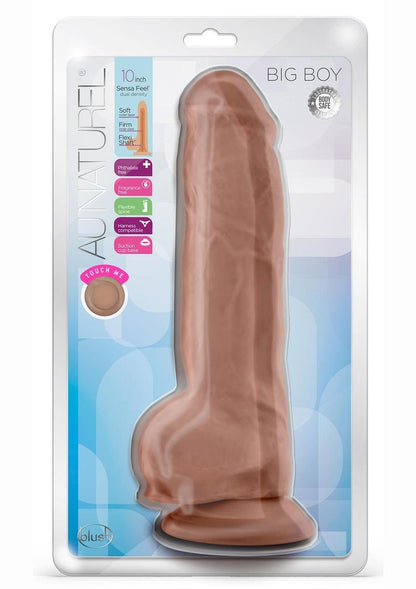 Au Naturel Big Boy Dildo with Balls - Caramel - 10in