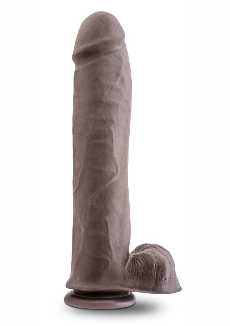 Au Naturel Big John Sensa Feel Dual Density Dildo with Balls - Chocolate - 11.5in