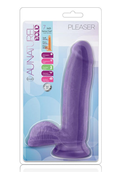 Au Naturel Bold Pleaser Dildo with Suction Cup - Purple - 7in