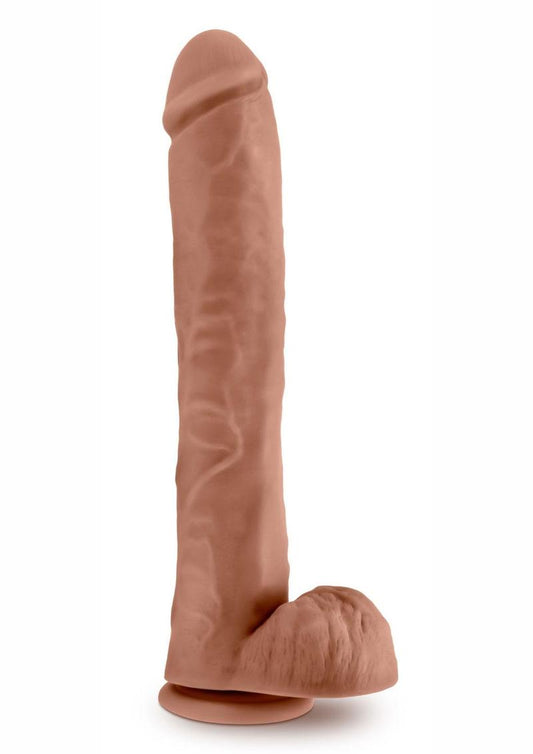 Au Naturel Daddy Sensa Feel Dual Density Dildo with Balls - Caramel - 14in