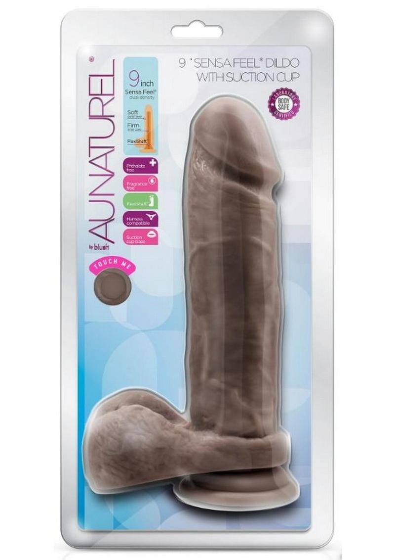 Au Naturel Dildo with Suction Cup - Chocolate - 9.5in