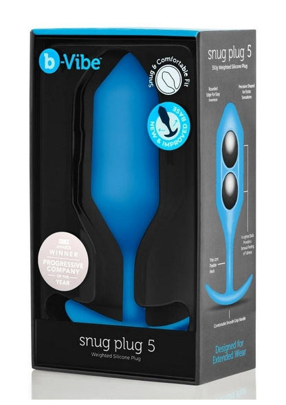 B-Vibe Snug Plug 5 Silicone Weighted Anal Plug - Blue