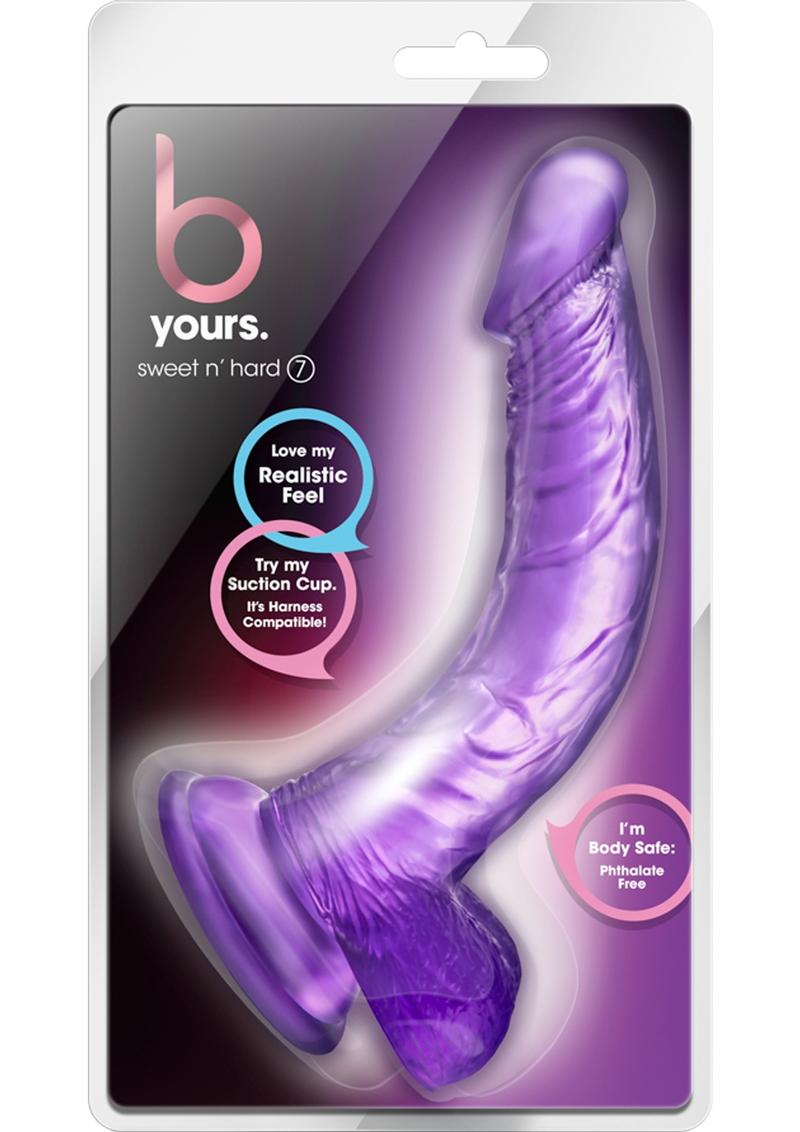 B Yours Sweet N' Hard 7 Dildo with Balls - Purple - 8in