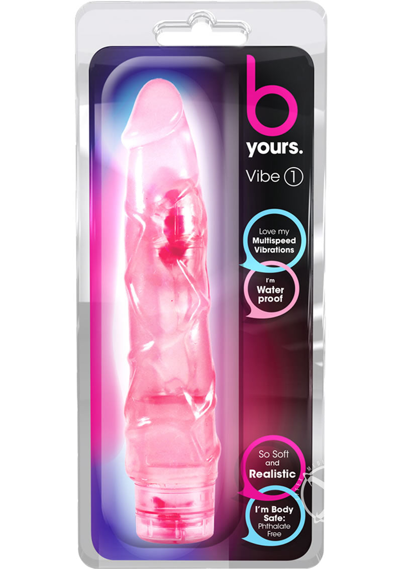 B Yours Vibe 1 Vibrating Dildo - Pink - 9in