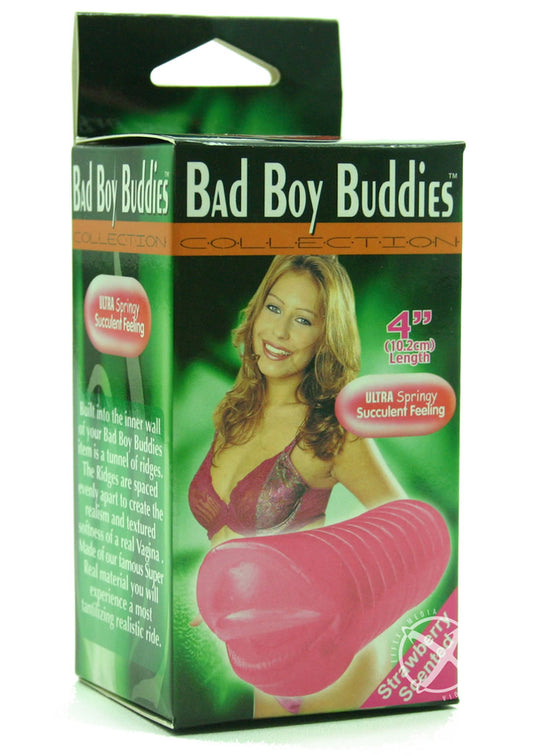 Bad Boy Buddies Strawberry Sented Masturbator - Mouth - Pink