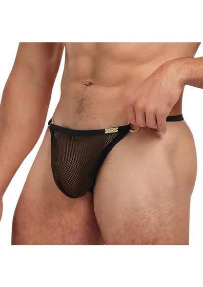 Banana Cabana Mesh G-String - Black - Large/XLarge