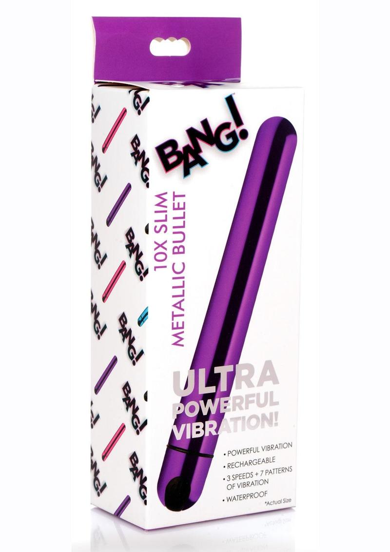 Bang! 10x Slim Metallic Rechargeable Bullet - Purple