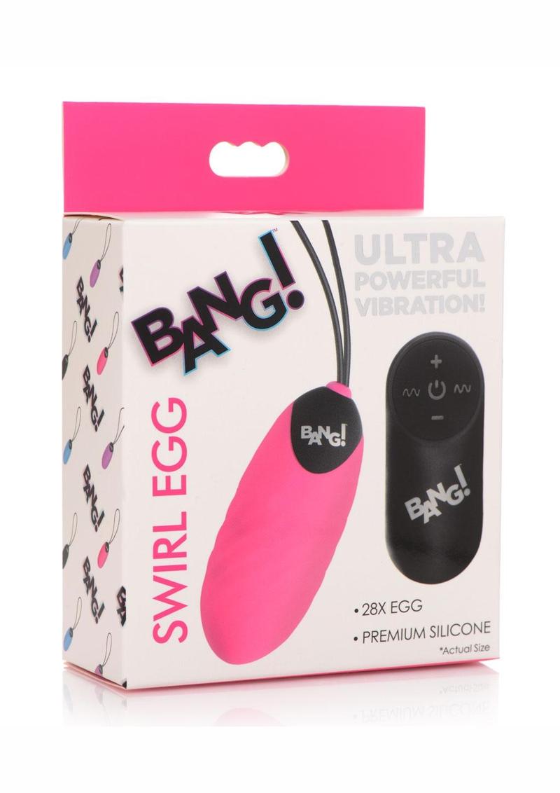 Bang! 28x Swirl Rechargeable Silicone Egg with Remote Control - Pink