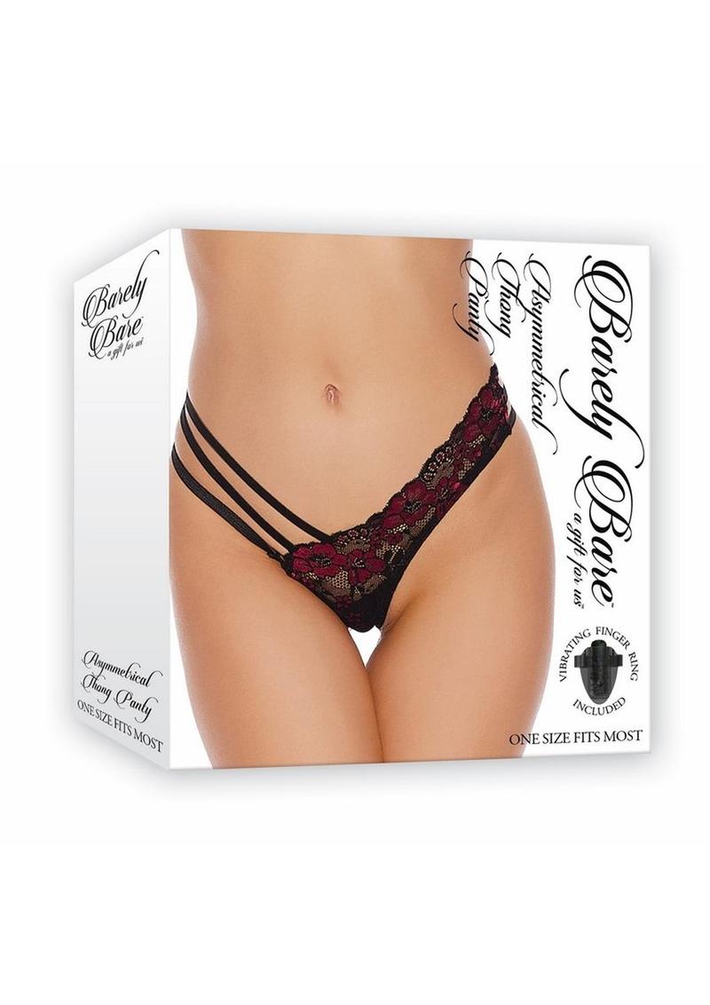 Barely Bare Asymmetrical Thong Panty - Black - One Size