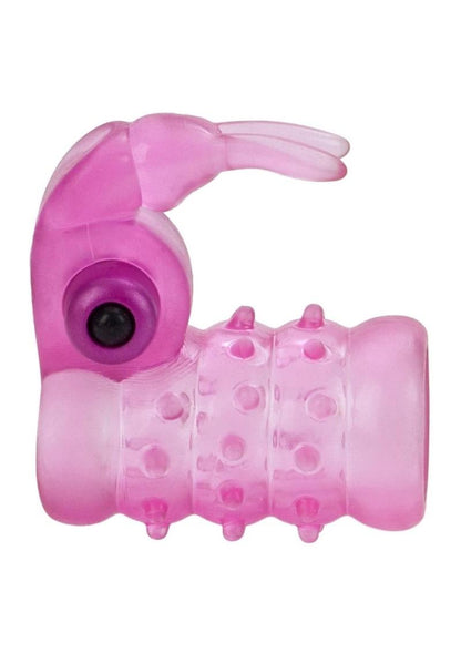 Basic Essentials Stretchy Vibrating Bunny Enhancer Cock Ring with Clitoral Stimulation