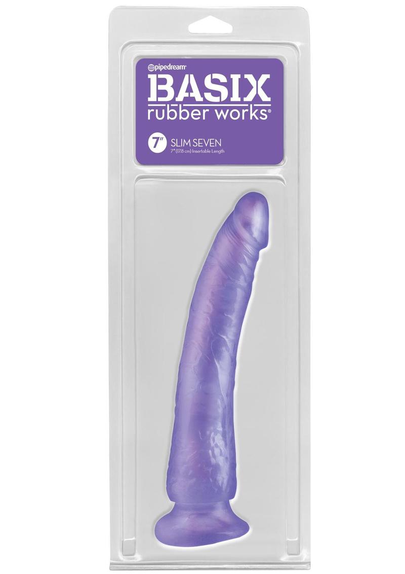 Basix Dong Slim 7 with Suction Cup - Purple - 7in