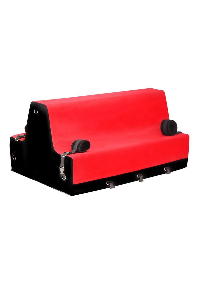 Bedroom Bliss Lover's Bondage Bench - Black/Red