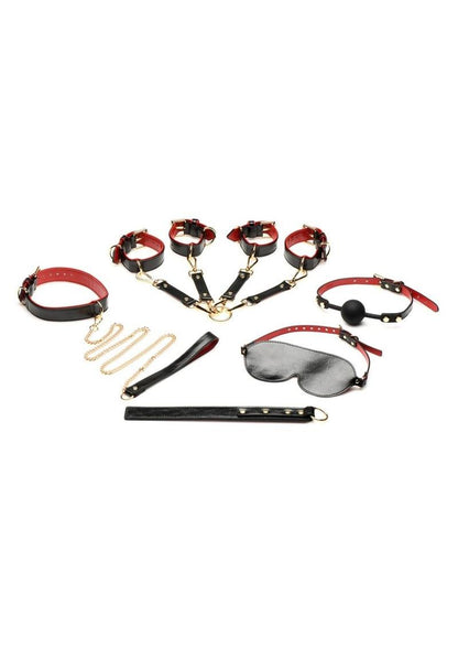 Bedroom Bliss Lover's Deluxe Bondage - Black/Red - Set