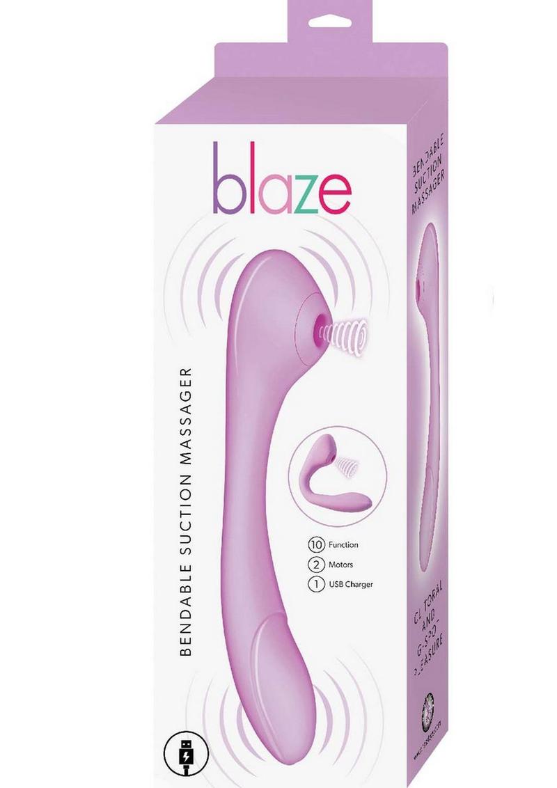 Blaze Bendable Suction Rechargeable Silicone Massager - Lavender