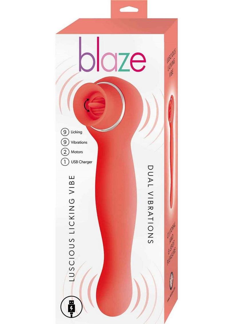 Blaze Luscious Licker Rechargeable Silicone Dual End Vibrator - Coral/Pink