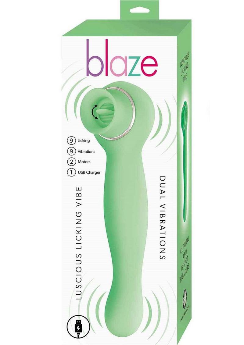 Blaze Luscious Licker Rechargeable Silicone Dual End Vibrator - Green/Mint