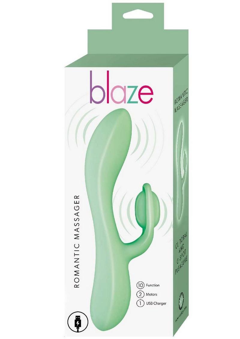 Blaze Romantic Rechargeable Silicone Vibrator - Aqua/Blue