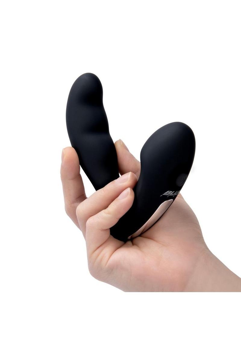 Blue Line Prober Silicone Rechargeable Dual Vibrating Remote Controlled Prostate Stimulator