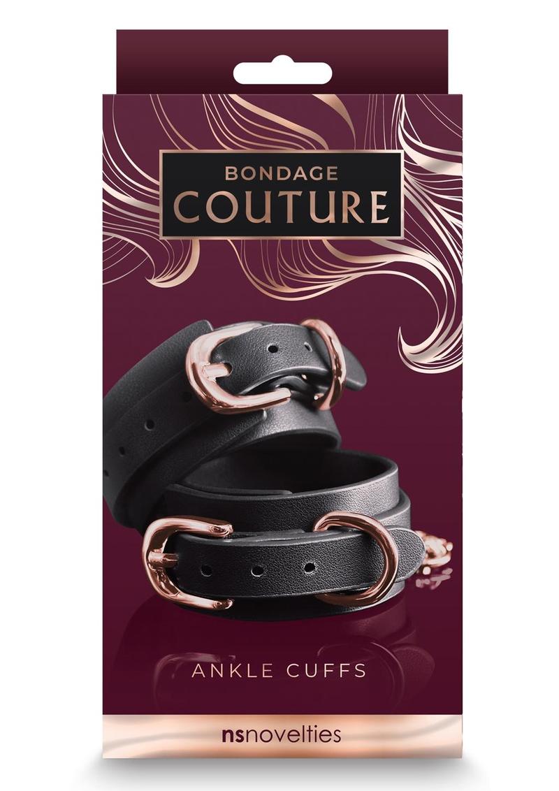 Bondage Couture Pu Leather Ankle Cuffs - Black