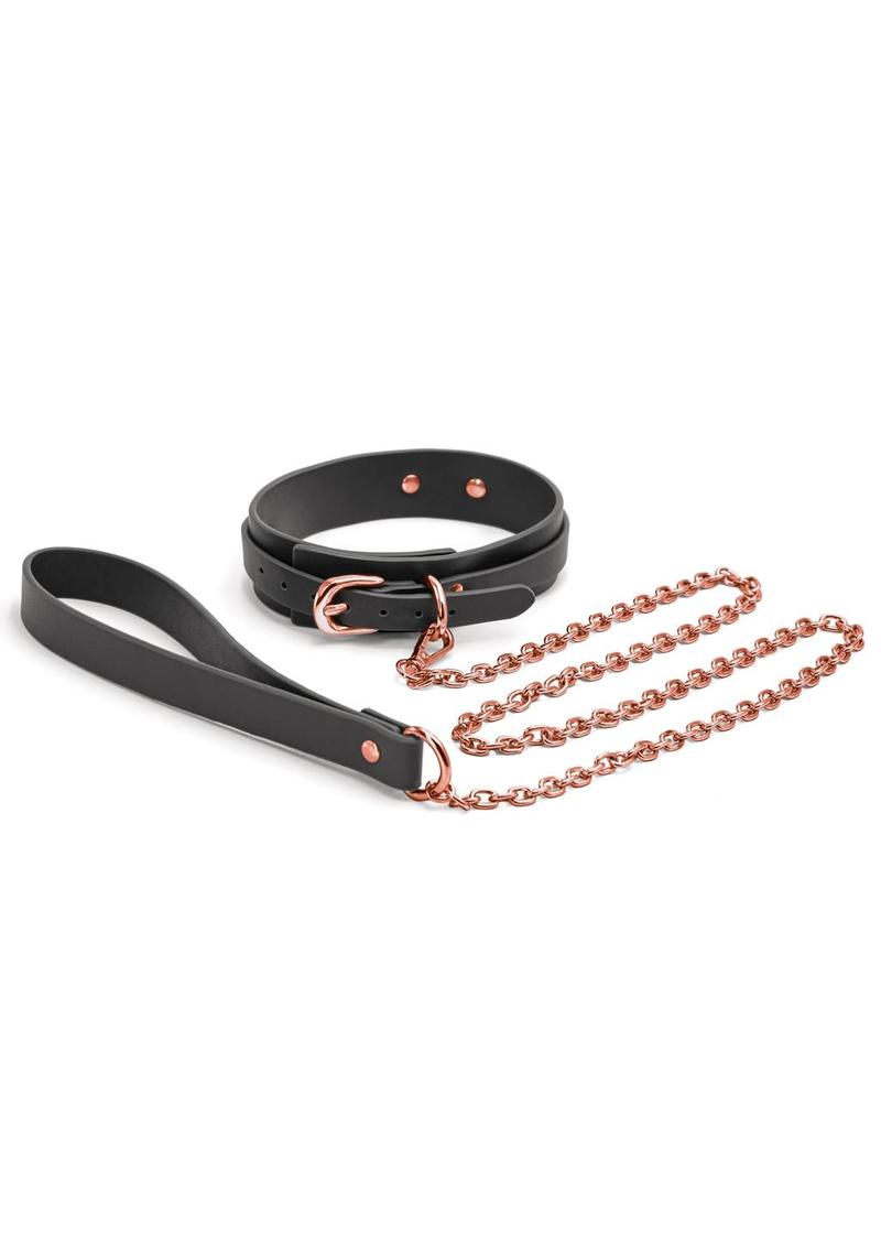 Bondage Couture Pu Leather Collar and Leash - Black