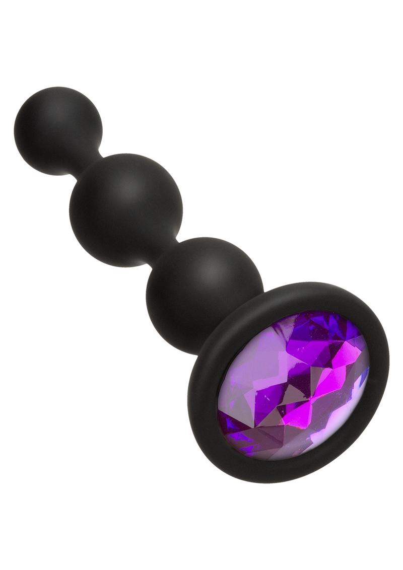 Booty Bling Jeweled Silicone Anal Beads - Purple