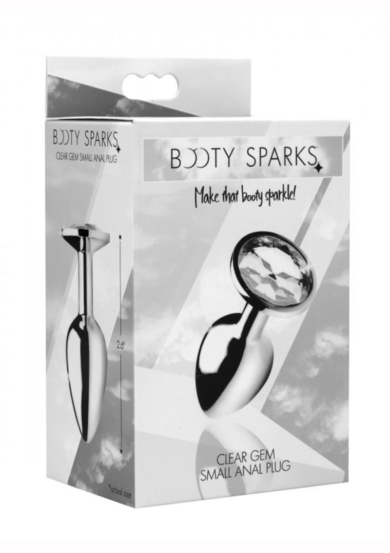 Booty Sparks Clear Gem Small Anal Plug - Clear/Metal/Silver - Small