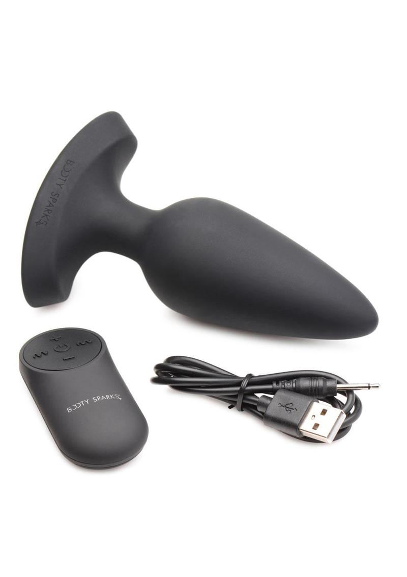 Booty Sparks Laser F... Me Rechargeable Silicone Anal Plug with Remote Control - Large - Black with Red Light