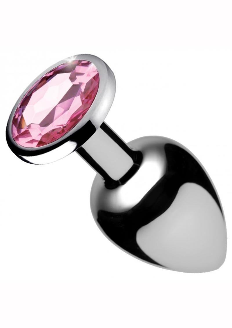 Booty Sparks Pink Gem Large Anal Plug - Metal/Pink - Large