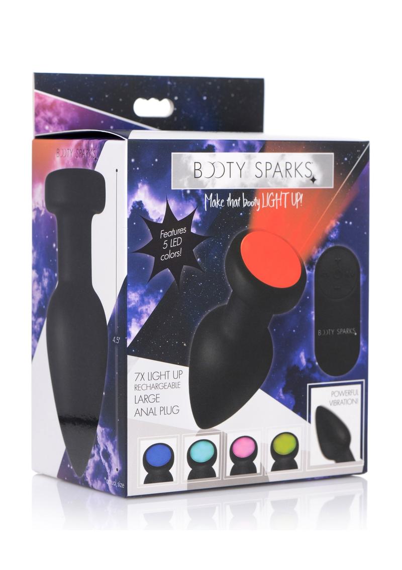 Booty Sparks Silicone Vibrating Led Plug - Black - Large