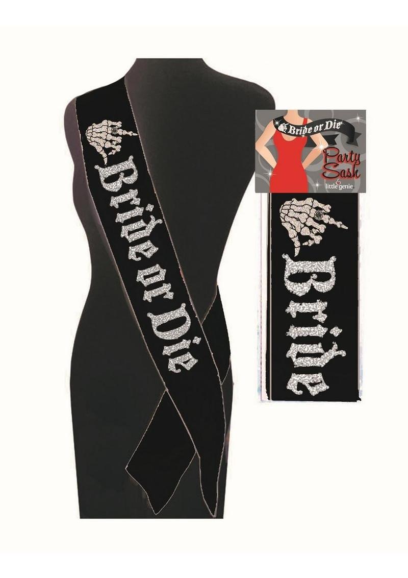 Bride Or Die Sash - Black/White