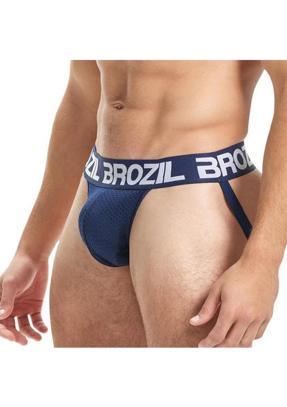 Brozil Ultra Bulge Enhancing Jockstrap - Blue/Navy Blue - Medium/Small