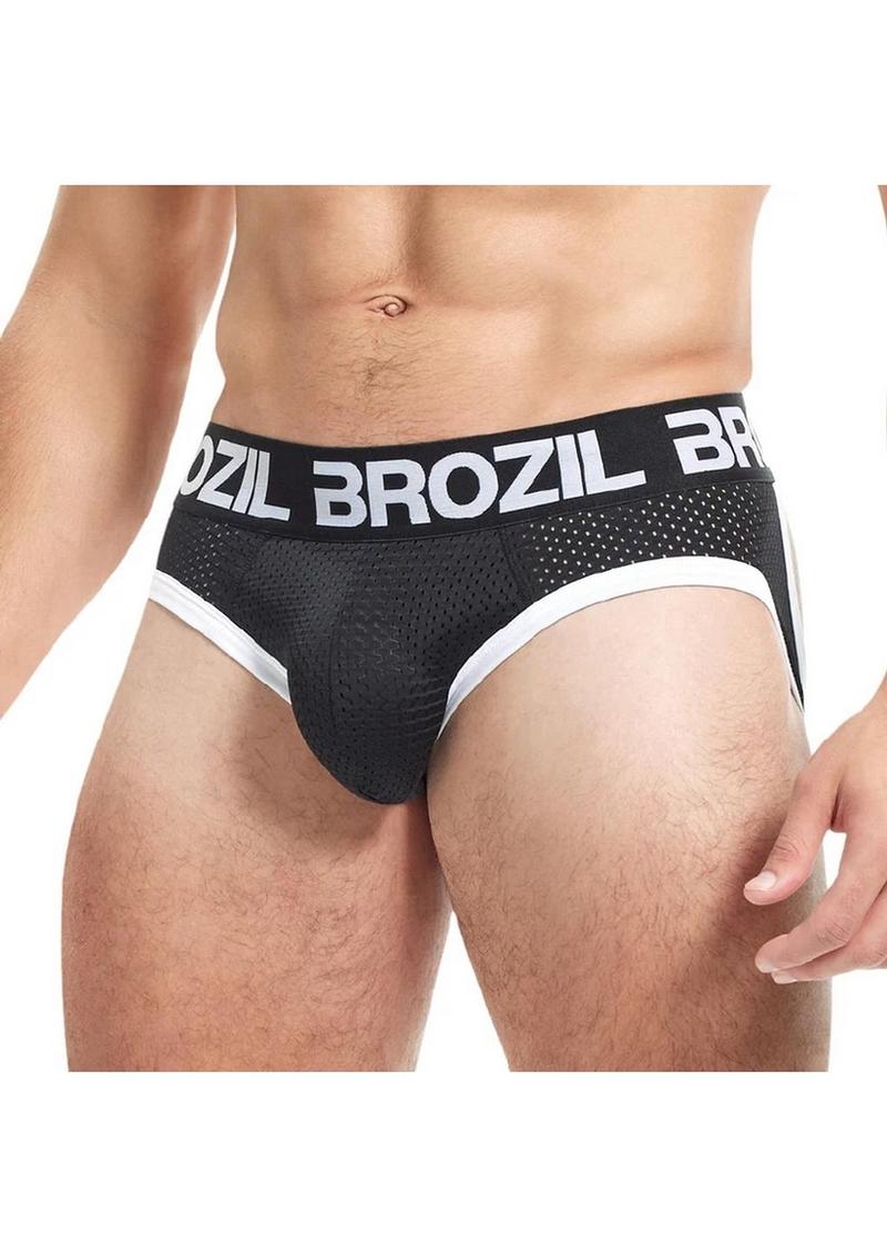 Brozil Ultra Sports Mesh Bulge Brief - Black - Large/XLarge