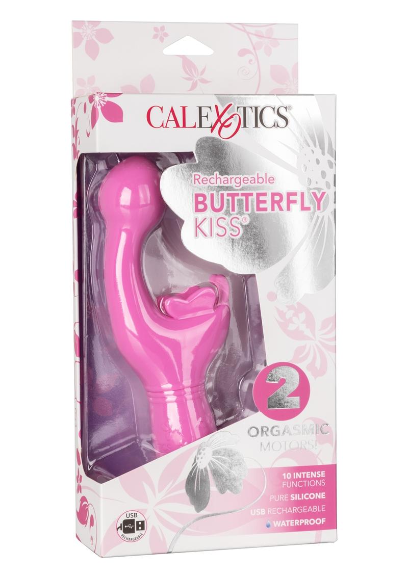 Butterfly Kiss Rechargeable Silicone Dual Vibrator - Pink