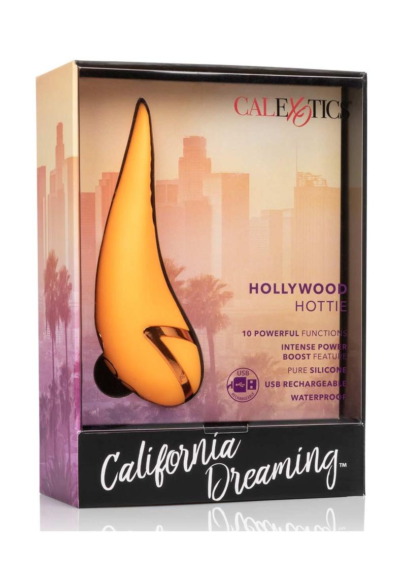 California Dreaming Hollywood Hottie Rechargeable Silicone Compact Vibrator - Orange